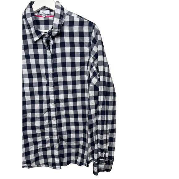 Crown and Ivy Top Women Button Up Shirt Preppy Checkered Blue Plaid Plus Size 0X - Picture 3 of 12